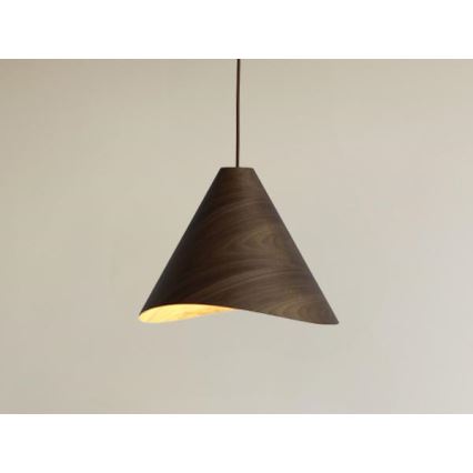 Pendellampa i trä med kabel 1xE27/60W/230V Ø 33 cm massivt trä / valnöt / gummiträ