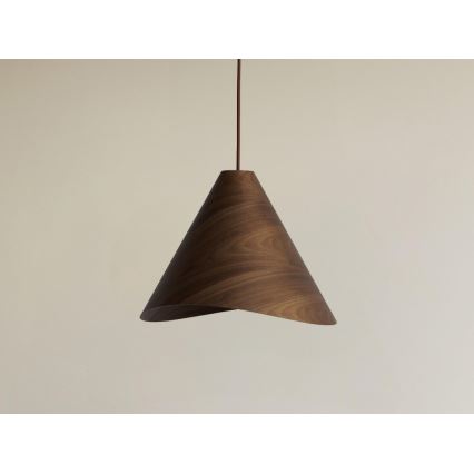 Pendellampa i trä med kabel 1xE27/60W/230V Ø 33 cm massivt trä / valnöt / gummiträ