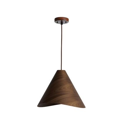 Pendellampa i trä med kabel 1xE27/60W/230V Ø 33 cm massivt trä / valnöt / gummiträ