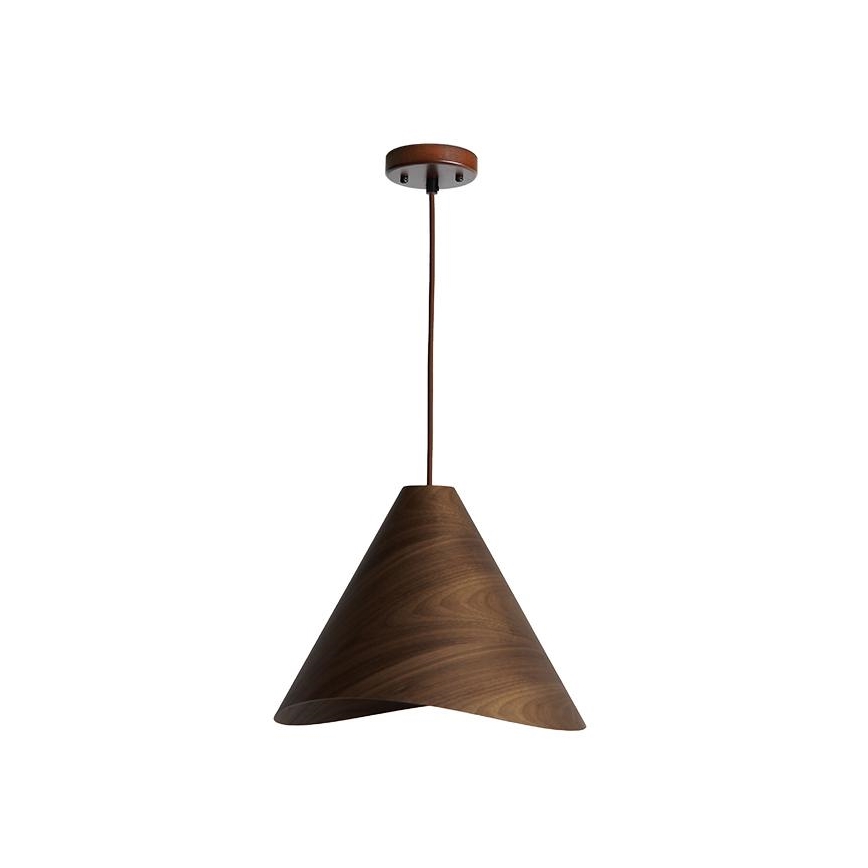 Pendellampa i trä med kabel 1xE27/60W/230V Ø 33 cm massivt trä / valnöt / gummiträ