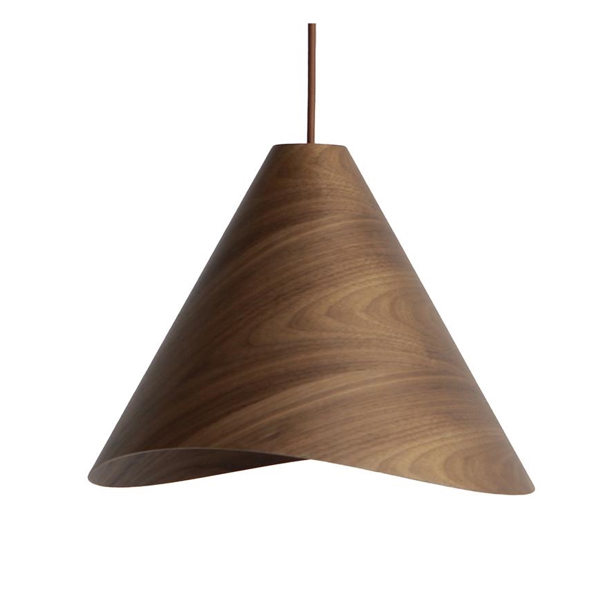 Pendellampa i trä med kabel 1xE27/60W/230V Ø 33 cm massivt trä / valnöt / gummiträ