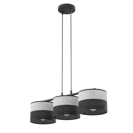 Pendellampa KARBON på kabel 3xE27/15W/230V svart/grå
