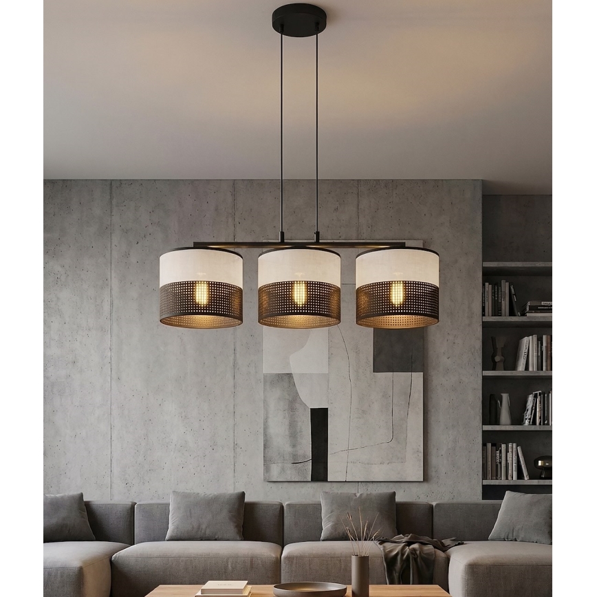 Pendellampa KARBON på kabel 3xE27/15W/230V svart/grå
