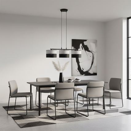 Pendellampa KARBON på kabel 3xE27/15W/230V svart/grå