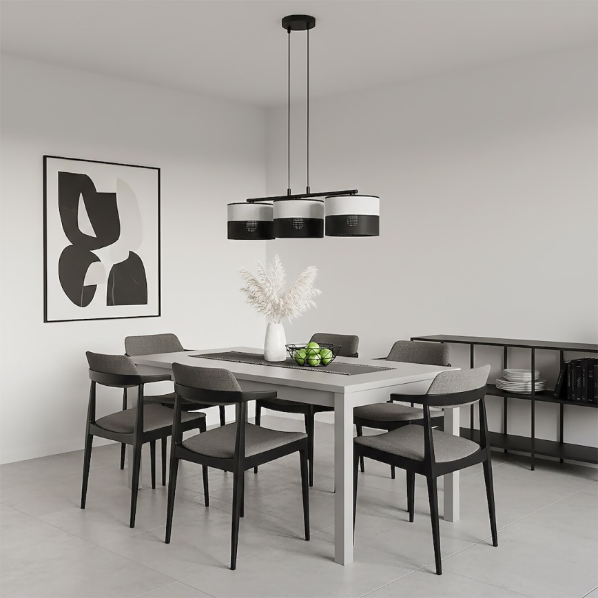 Pendellampa KARBON på kabel 3xE27/15W/230V svart/grå