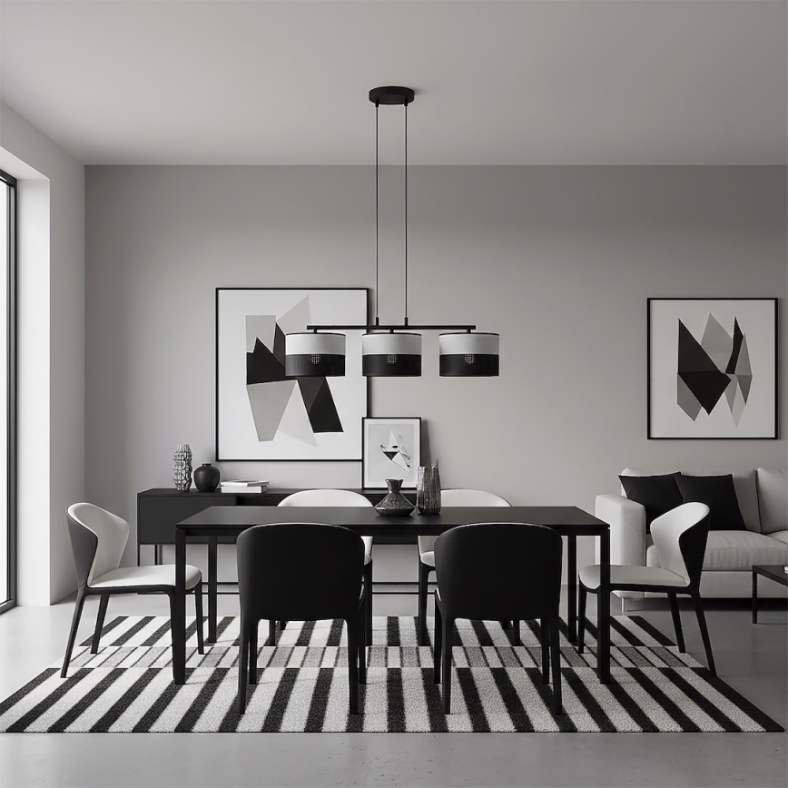 Pendellampa KARBON på kabel 3xE27/15W/230V svart/grå