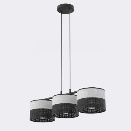 Pendellampa KARBON på kabel 3xE27/15W/230V svart/grå