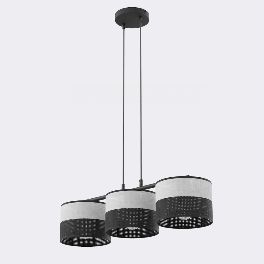 Pendellampa KARBON på kabel 3xE27/15W/230V svart/grå