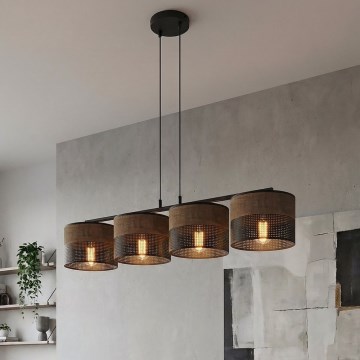Pendellampa KARBON på vajer 4xE27/15W/230V svart/brun