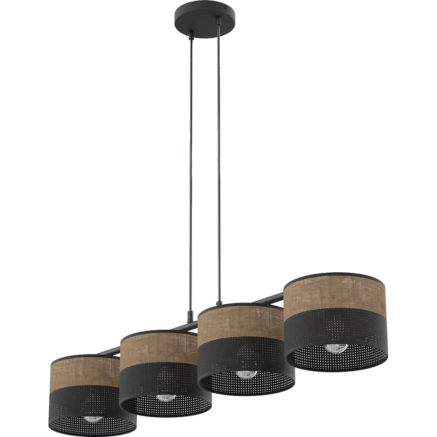 Pendellampa KARBON på vajer 4xE27/15W/230V svart/brun