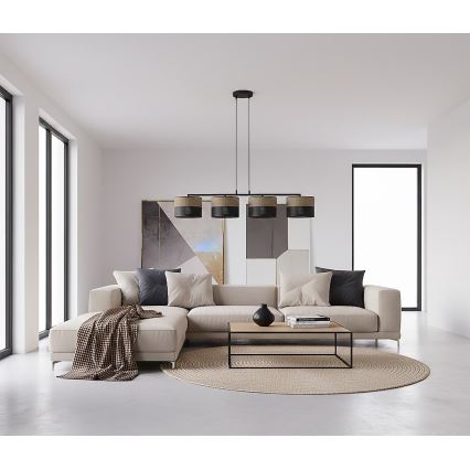 Pendellampa KARBON på vajer 4xE27/15W/230V svart/brun