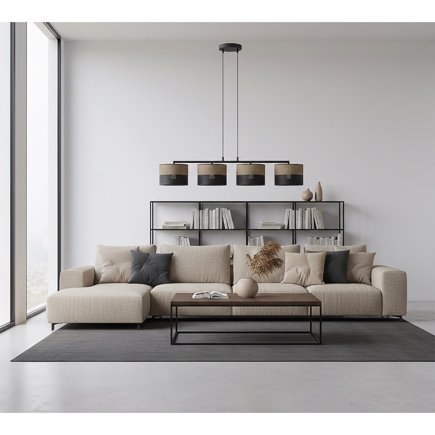 Pendellampa KARBON på vajer 4xE27/15W/230V svart/brun