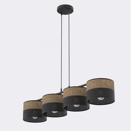 Pendellampa KARBON på vajer 4xE27/15W/230V svart/brun