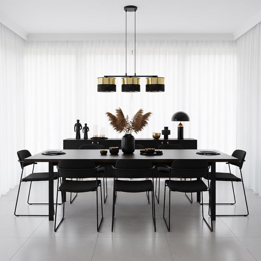 Pendellampa LUX på vajer, 3xE27/15W/230V, svart/guld