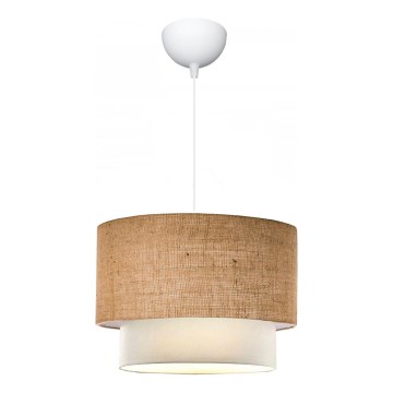 Pendellampa med kabel AYD 1xE27/15W/230V beige/vit