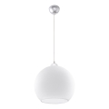 Pendellampa med kabel BALL 1xE27/15W/230V Ø 30 cm vit/blank krom