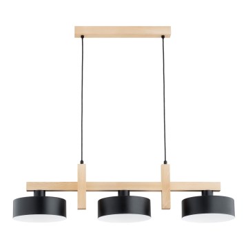 Pendellampa med kabel CERTA 3xE27/15W/230V svart/beige
