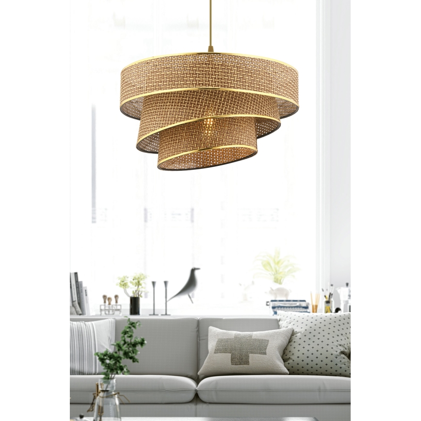 Pendellampa med kabel COUPER 1xE27/60W/230V brun/guld
