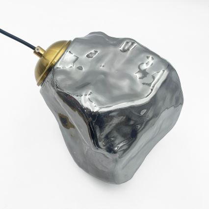 Pendellampa med kabel CRISTAL 3xE14/15W/230V mässing/röksvart