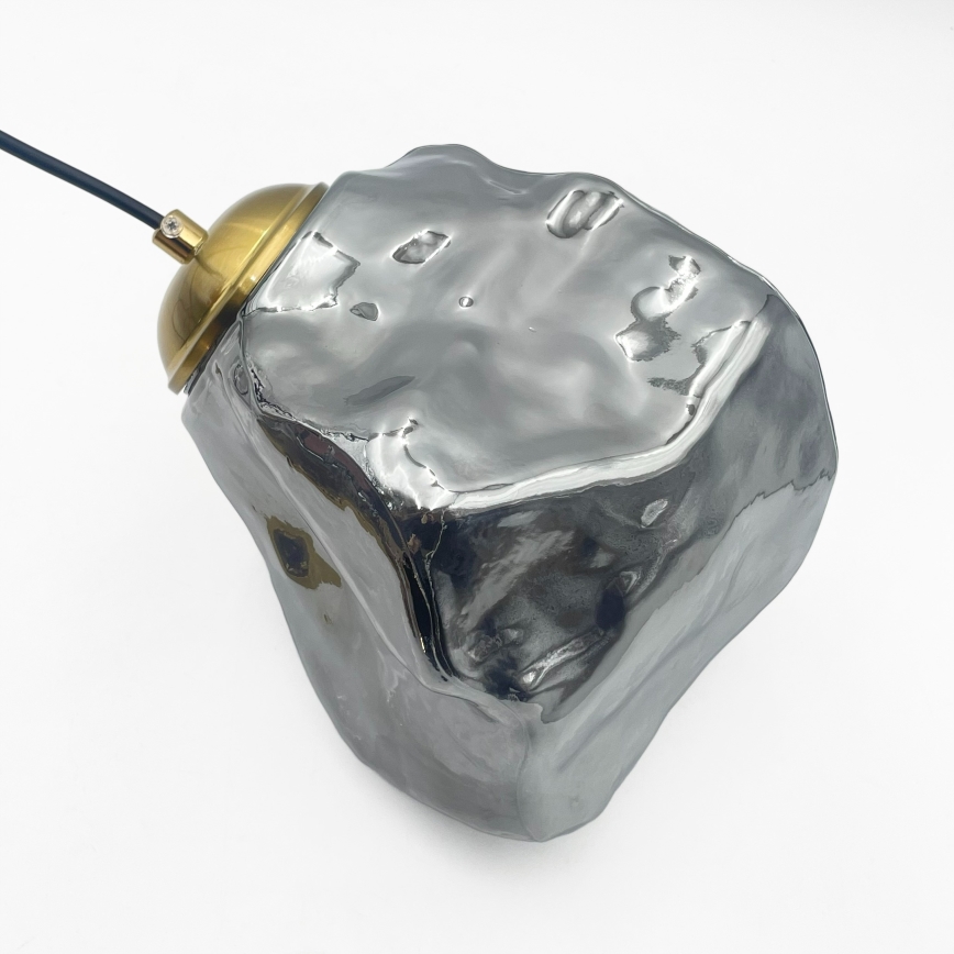Pendellampa med kabel CRISTAL 3xE14/15W/230V mässing/röksvart