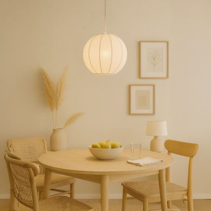Pendellampa med kabel DANA 1xE27/15W/230V Ø 25 cm vit