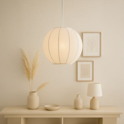 Pendellampa med kabel DANA 1xE27/15W/230V Ø 25 cm vit