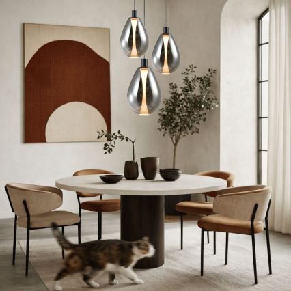 Pendellampa med kabel DENSO 1xG9/5W/230V Ø 20 cm svart krom