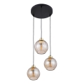Pendellampa med kabel DEVI 3xE27/15W/230V svart/rökbeige