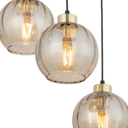 Pendellampa med kabel DEVI 3xE27/15W/230V svart/rökbeige