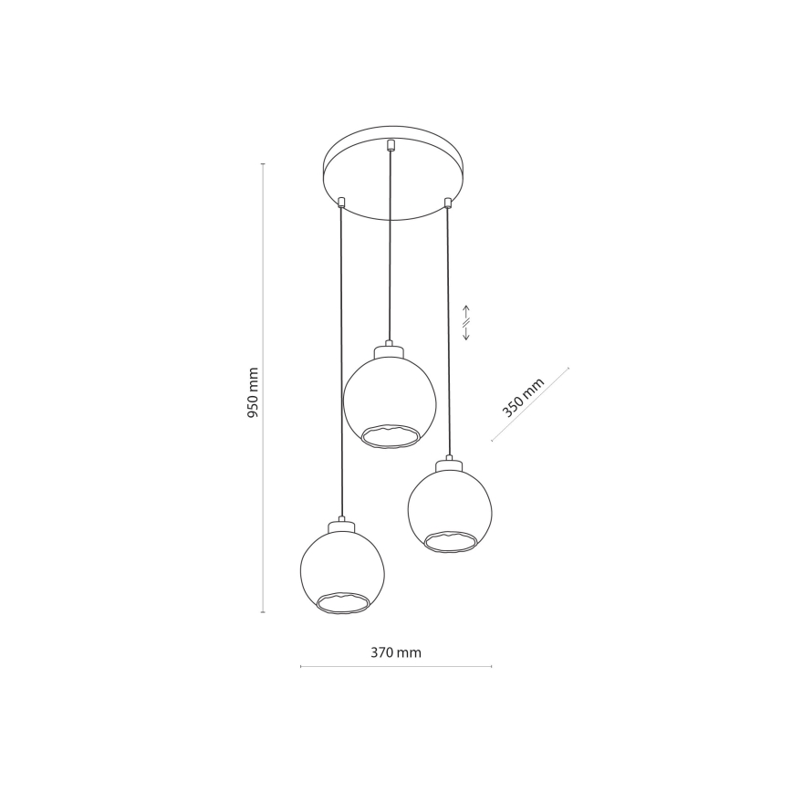 Pendellampa med kabel DEVI 3xE27/15W/230V svart/rökbeige