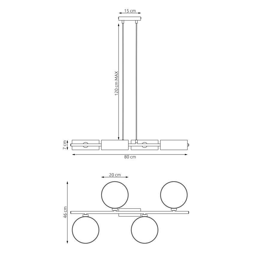 Pendellampa med kabel DRUMZ 4xE14/10W/230V svart