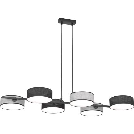 Pendellampa med kabel DRUMZ 6xE14/10W/230V svart/grå