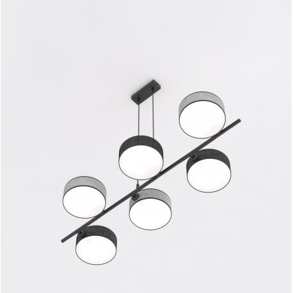 Pendellampa med kabel DRUMZ 6xE14/10W/230V svart/grå