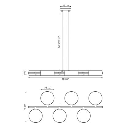 Pendellampa med kabel DRUMZ 6xE14/10W/230V svart/grå