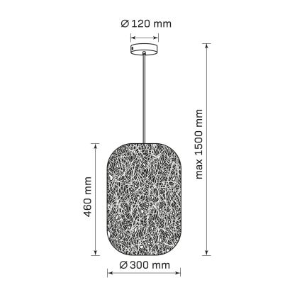 Pendellampa med kabel ELLEN 1xE27/20W/230V Ø 30 cm antracit