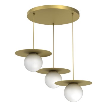 Pendellampa med kabel FLAT 3xE27/15W/230V guldfärgad