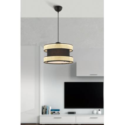 Pendellampa med kabel HALO 1xE27/60W/230V svart/beige