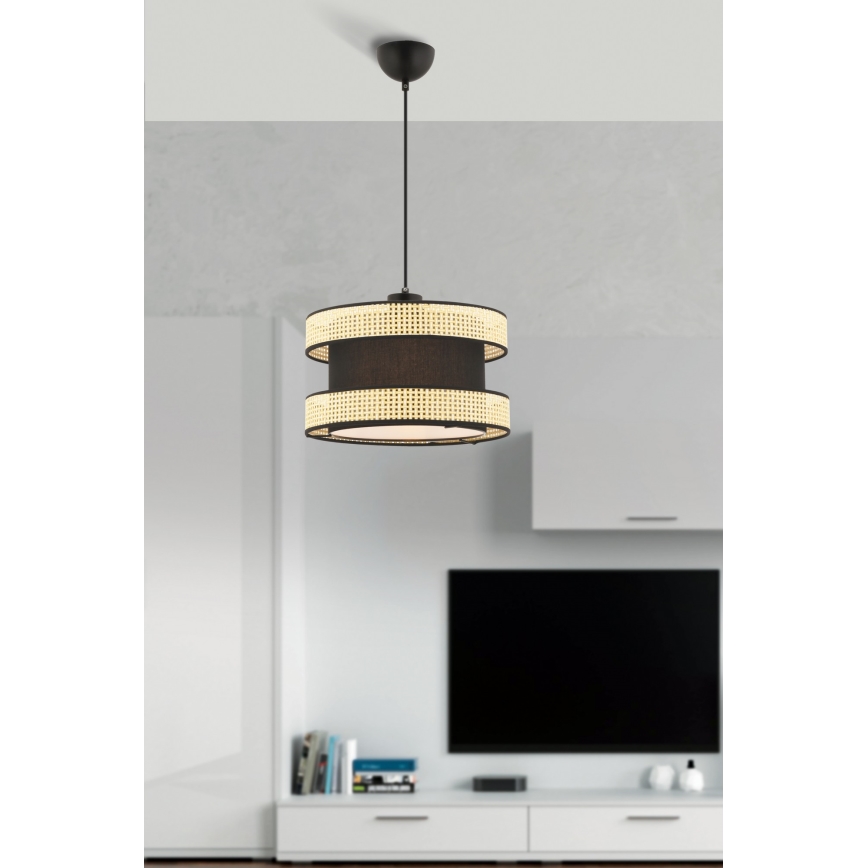 Pendellampa med kabel HALO 1xE27/60W/230V svart/beige