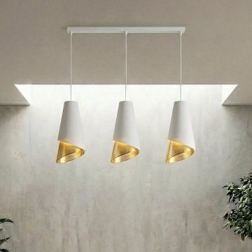 Pendellampa med kabel MODA 3xE27/15W/230V vit/guld