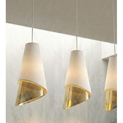 Pendellampa med kabel MODA 3xE27/15W/230V vit/guld