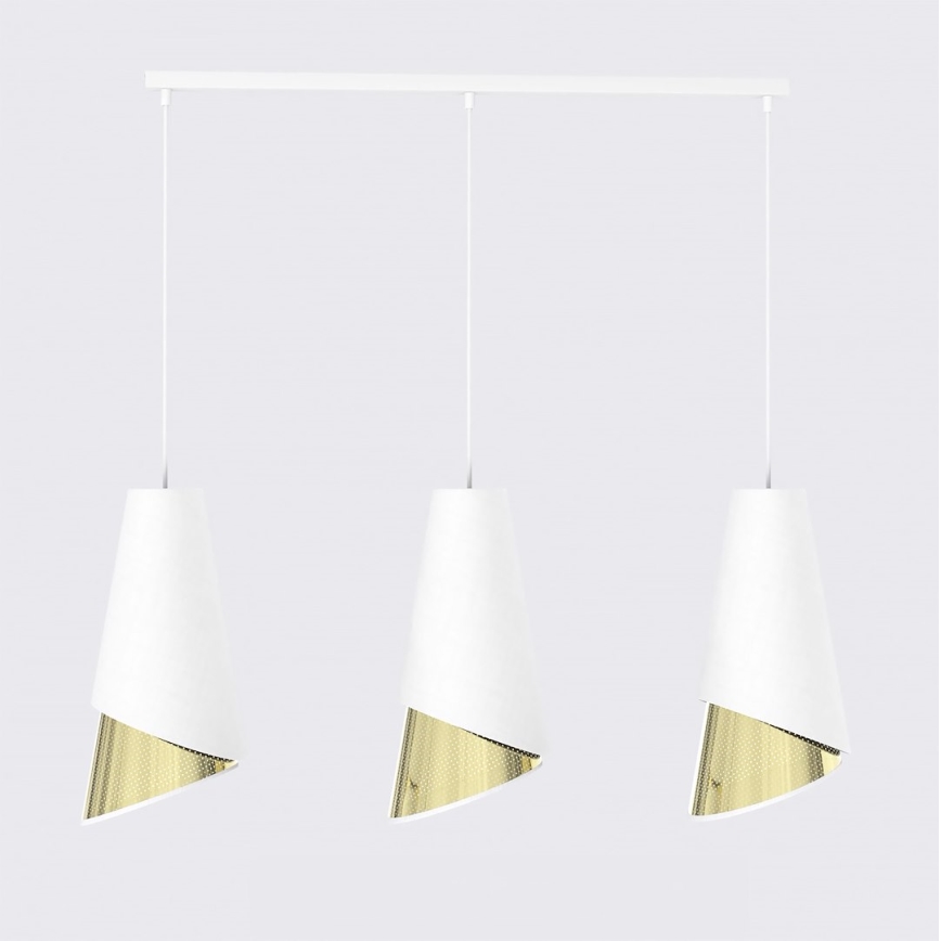 Pendellampa med kabel MODA 3xE27/15W/230V vit/guld