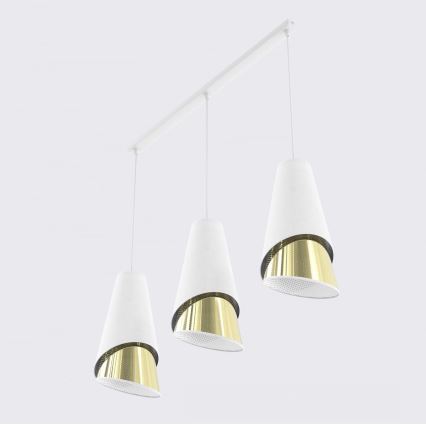 Pendellampa med kabel MODA 3xE27/15W/230V vit/guld