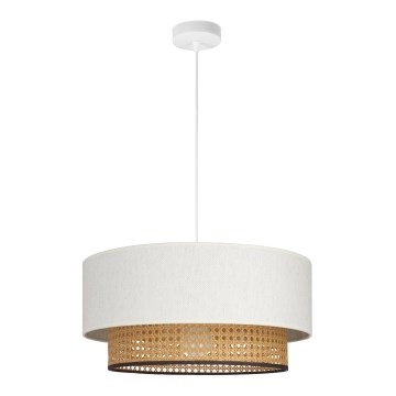 Pendellampa med kabel NATIA 1xE27/60W/230V Ø 45 cm vit/brun