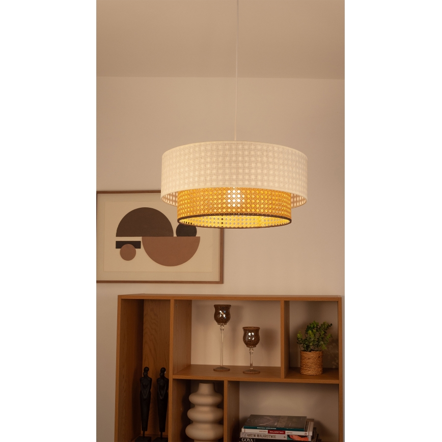Pendellampa med kabel NATIA 1xE27/60W/230V Ø 45 cm vit/brun