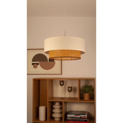 Pendellampa med kabel NATIA 1xE27/60W/230V Ø 45 cm vit/brun
