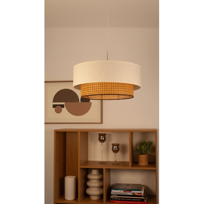 Pendellampa med kabel NATIA 1xE27/60W/230V Ø 45 cm vit/brun