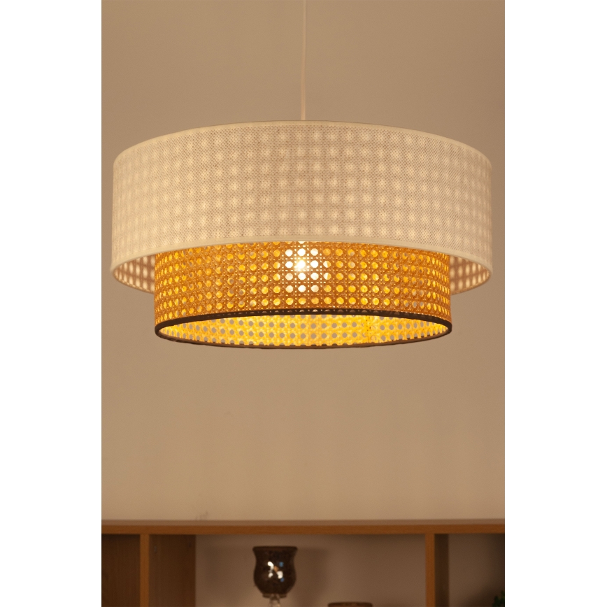 Pendellampa med kabel NATIA 1xE27/60W/230V Ø 45 cm vit/brun