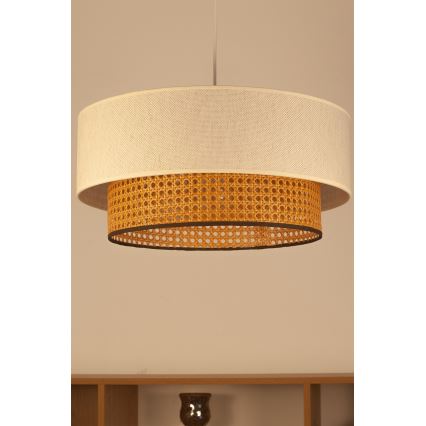 Pendellampa med kabel NATIA 1xE27/60W/230V Ø 45 cm vit/brun