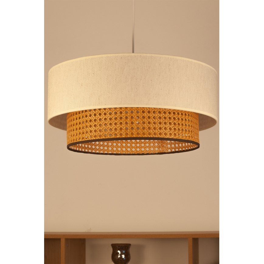 Pendellampa med kabel NATIA 1xE27/60W/230V Ø 45 cm vit/brun