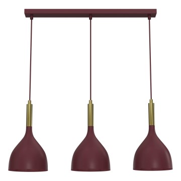 Pendellampa med kabel NOAK 3xE27/15W/230V bordeaux